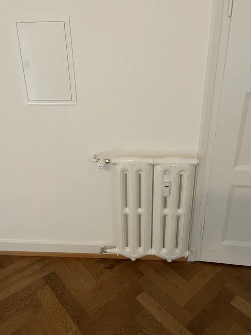 Gliederheizkörper mit Thermostatventil in einer sanierten Wohnung